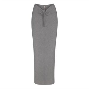 SKIMS Gray Ribbed Pencil Skirt with Drawstring Waist